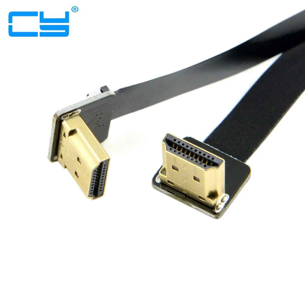 

fpv dupla para cima em angulo de 90 graus hdmi tipo a macho para HDTV Masculino Flat Cable FPC para Multicopter Fotografia