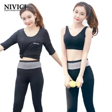 2017 New Half Sleeves Women’s Yoga Set Solid 3 Colors Female Sportswear Removable Pad Yoga Suit 4 Pieces Girls’ Yoga Clothes
