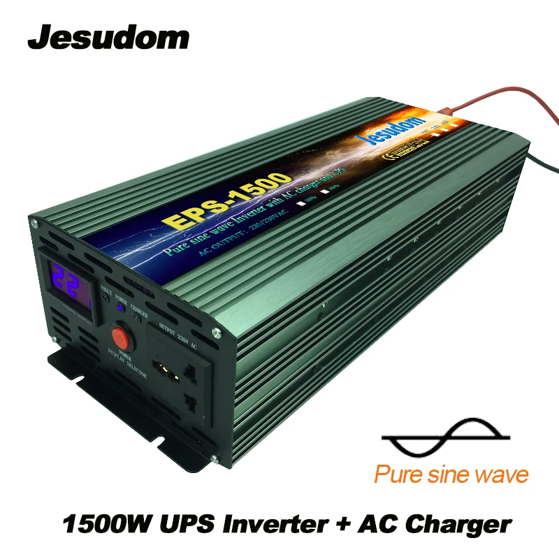 

1500Watts/1.5KW UPS power supply LCD pure sine wave Inverter Surge Power 3000W DC12/24/48V to AC220/230/240V with AC charger