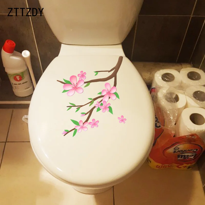 ZTTZDY 22.5*22.5CM Cartoon Hand Drawn Peach Toilet Sticker Beautiful Home Wall Decor T2-0507 | Дом и сад