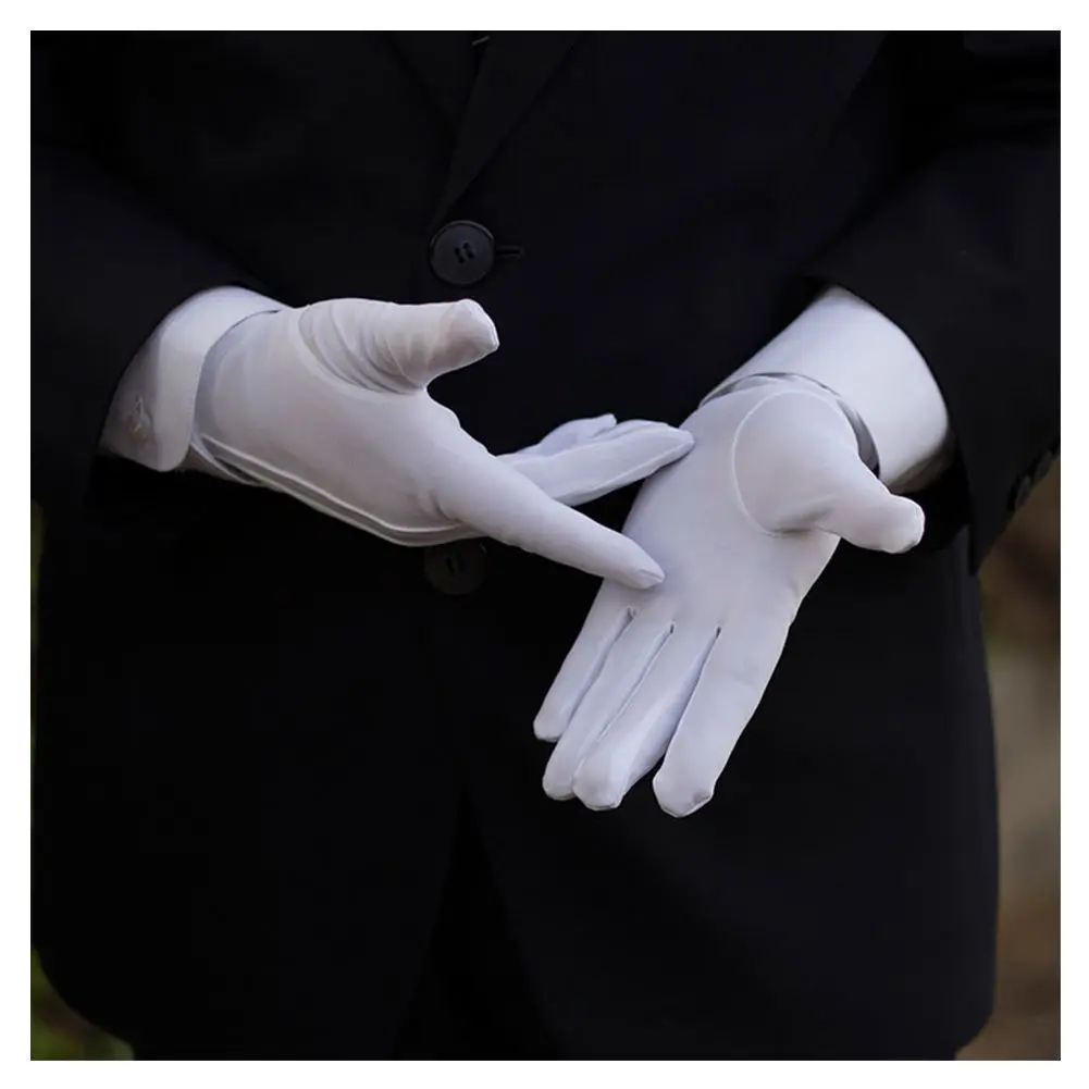 Новые белые смокинговые перчатки Униформа Защитная повязка дворецкий белые перчатки для торжественных случаев Свадебный волшебник для мужчин - Цвет: Белый