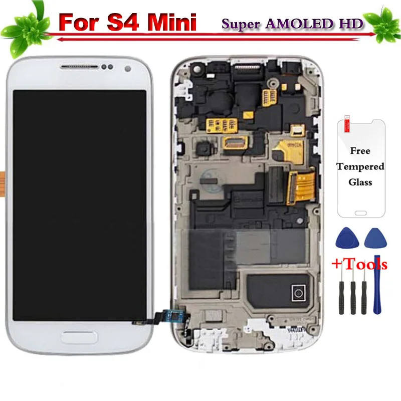 

Super AMOLED for Samsung Galaxy S4 Mini i9190 i9195 LCD Display Touch Screen Digitizer Assembly replacement with frame