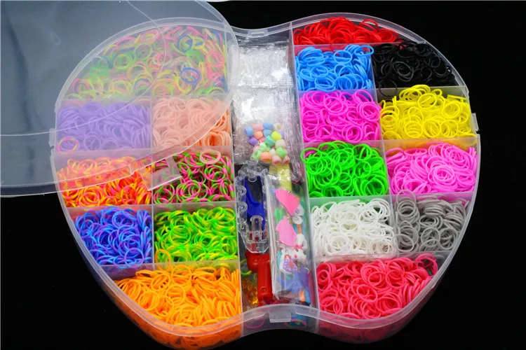 6000pcs Lacing Rubber Loom DIY Weaving Box elastic bands for weaving bracelets Braid set Handicraft Bracelet Kit Kids Toy