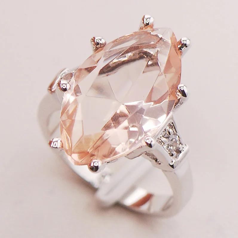 Prix pour Morganite Femmes 925 Bague En Argent Sterling F733 Taille 6 7 8 9 10 Prix pour Morganite Femmes 925 Bague En Argent Sterling F733 Taille 6 7 8 9 10