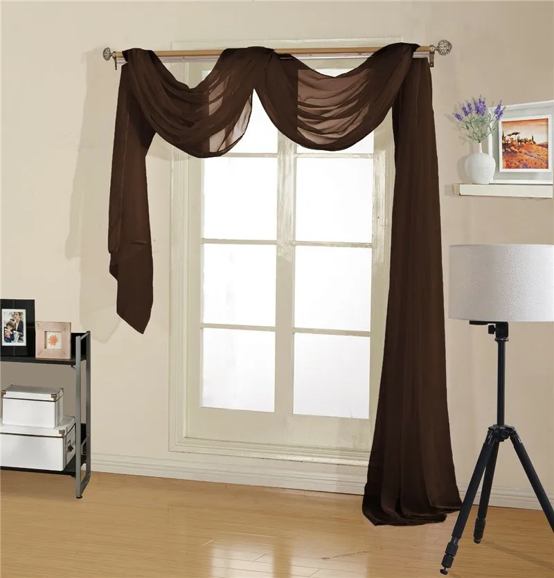 Простые ретро шторы s вуаль тюль двери окна шторы шарф подзор домашний текстиль - Цвет: Coffee