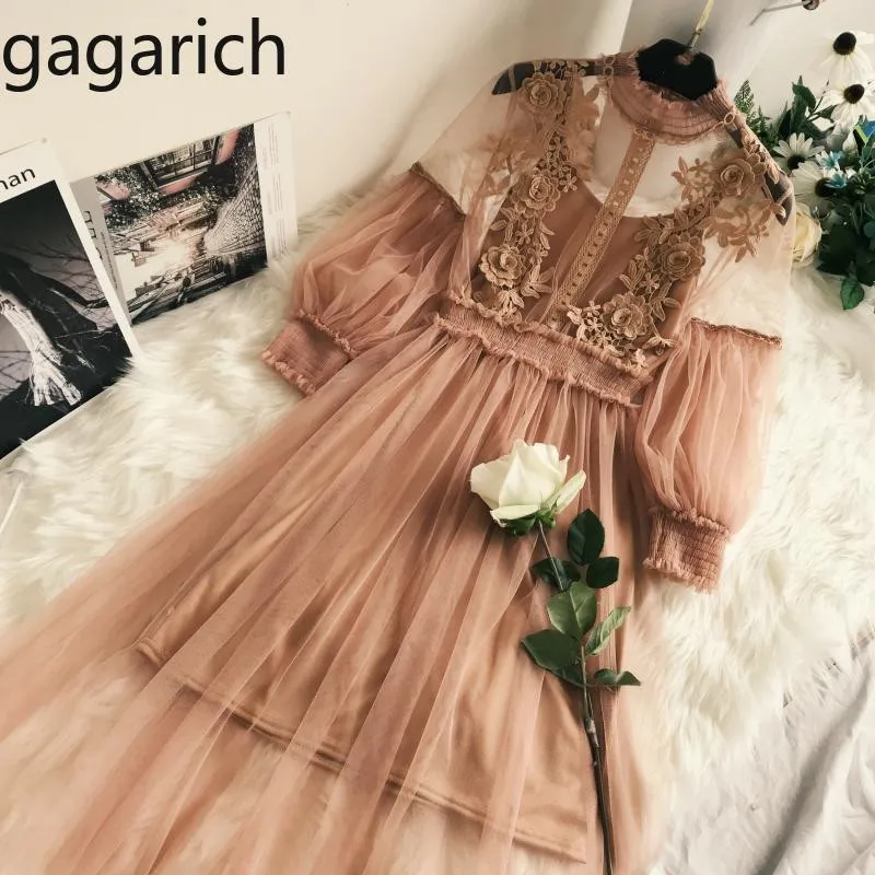 Женское винтажное платье Gagarich ажурное кружевное с вертикальным воротником и