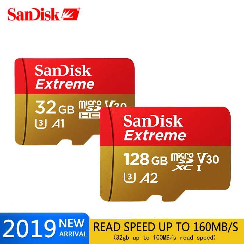 

SanDisk Extreme Micro U3 A1 128gb Class 10 Micro SD Card 100MB/s 16GB 64GB 32GB Memory Card SDXC SDHC microsd Flash TF Card