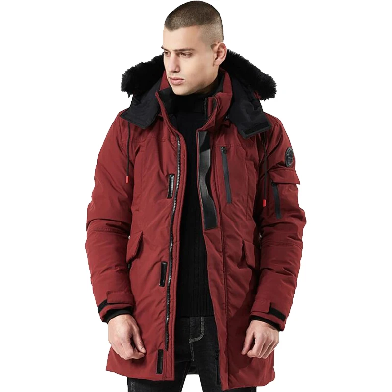 

Winter Coat Men Windbreaker Fur Hooded Thicken Jacket Men's Streetwear Hiphop Military Trench Coats Long Parka jaqueta masculina