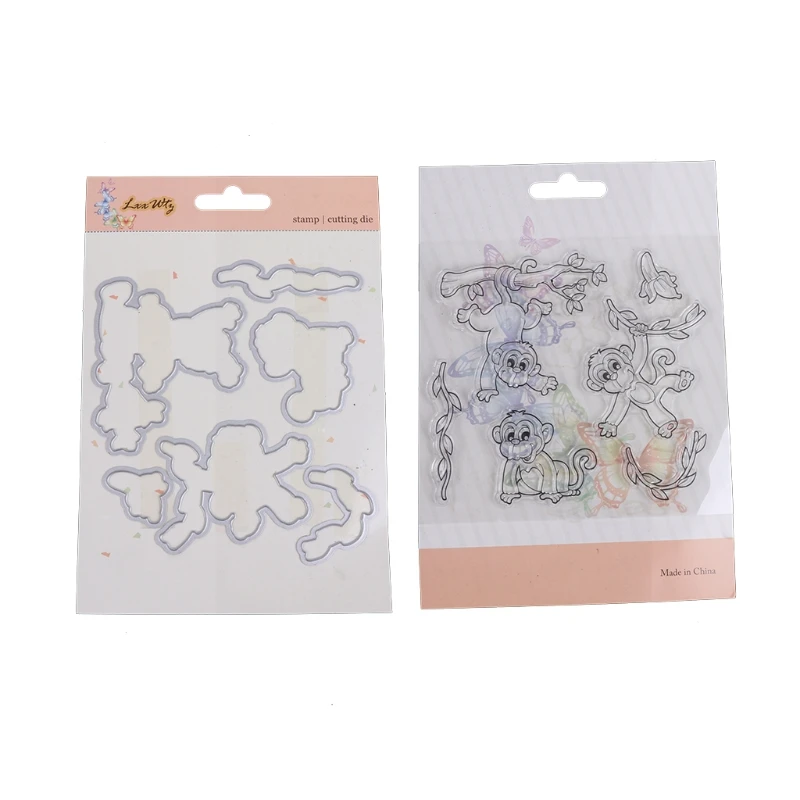 

Monkey Silicone Stamp Cutting Dies Stencil Frame F Scrapbook Album Craft