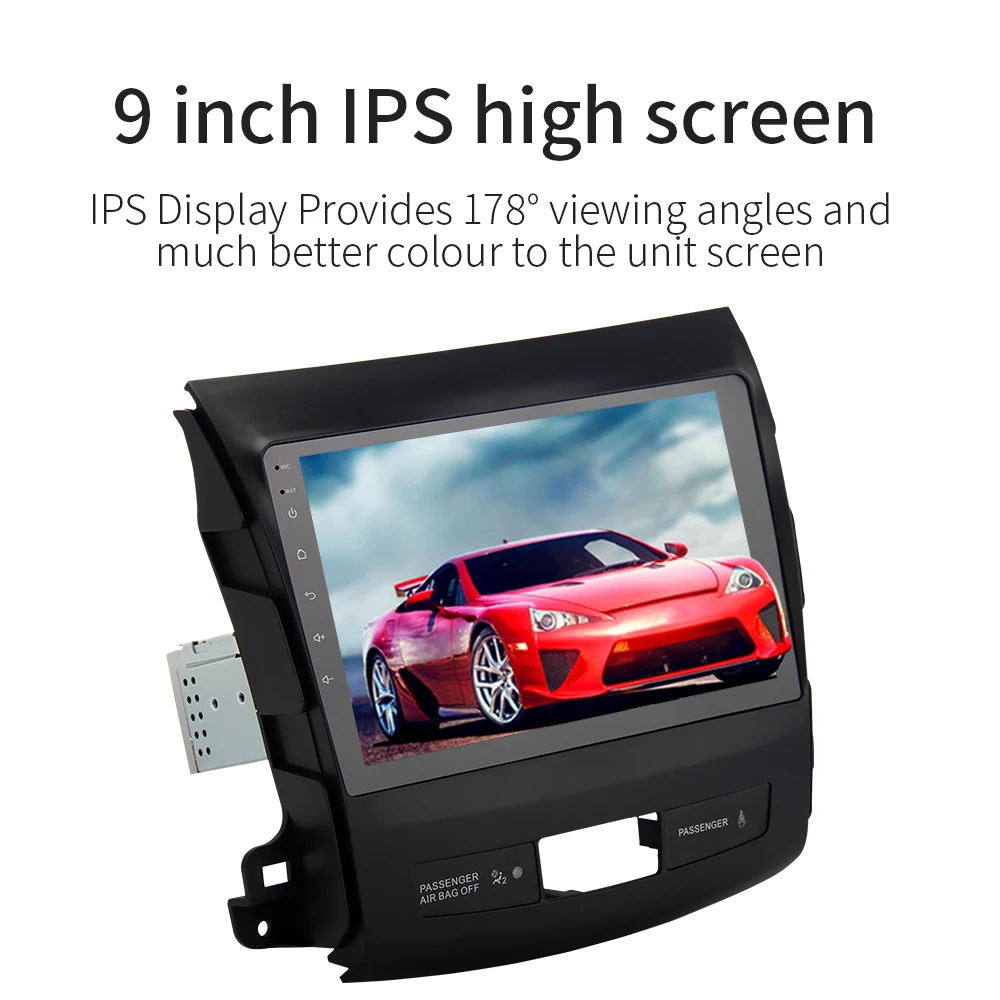 Excellent 9"IPS Android 8.0 Car GPS Radio Player for Mitsubishi Outlander 2007-2011 with Octa Core 4GB+32GB GPS map Navigation Multimedia 1