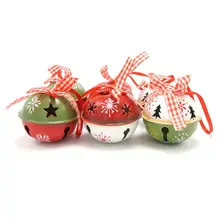 Ribbon Jingle-Bell Christmas-Decoration White Metal Xmas 6pcs for Home Red Green 