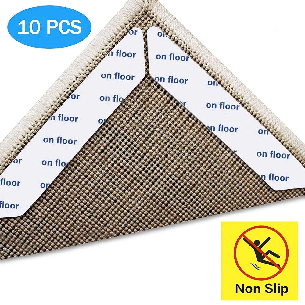 

Rug Gripper, 10pcs White Gripper for Wooden Floors, Reusable Carpet Sticker Anti Slip Rug Underlay,Rug Tape Anti Rug Slip