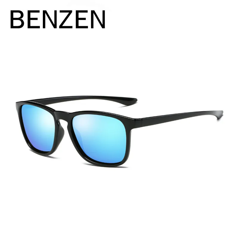Бензола поляризованных солнцезащитных очков Для мужчин Красочные УФ 400 мужские солнцезащитные очки для вождения, зеркальные очки-авиаторы, Oculos Gafas с Чехол 9217 - Цвет линз: BLACK BLUE