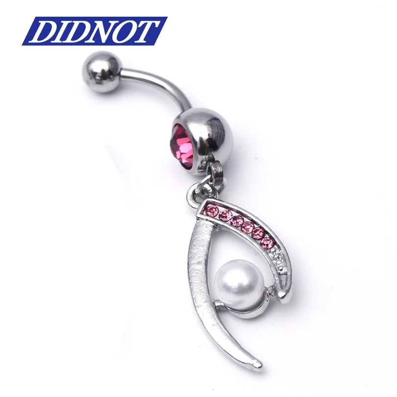 1pcs Fashion Pink White Crystal Belly Button Rings navel Ring Body