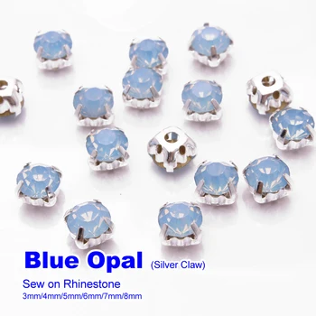 

Sew on Rhinestones Blue Opal Green Opal Silver claw 4mm/5mm/6mm/7mm/8mm use for DIY accessories free shipping