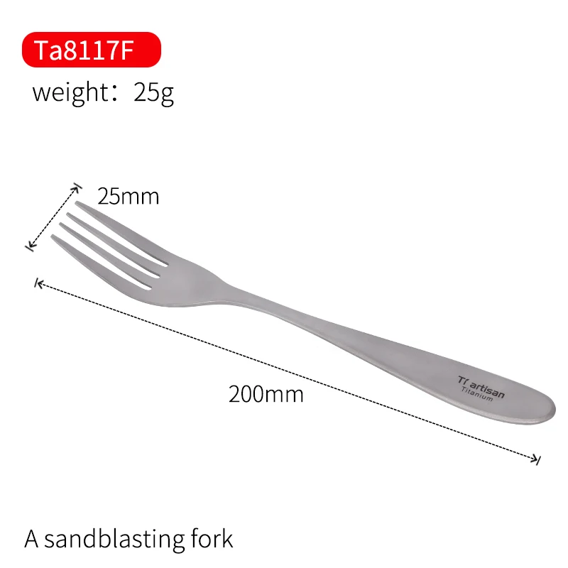 Titanium Sandblasting Spoon Fork Cutlery Set Lightweight Dinner Fork Spoon Outdoor Tableware for Camping Hiking Picnic Ta8118F