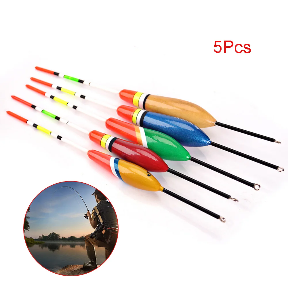 

5 Pcs Multi-size Wooden Fishing Float Widening Tail Multi Vivid Fishing Float ALS88