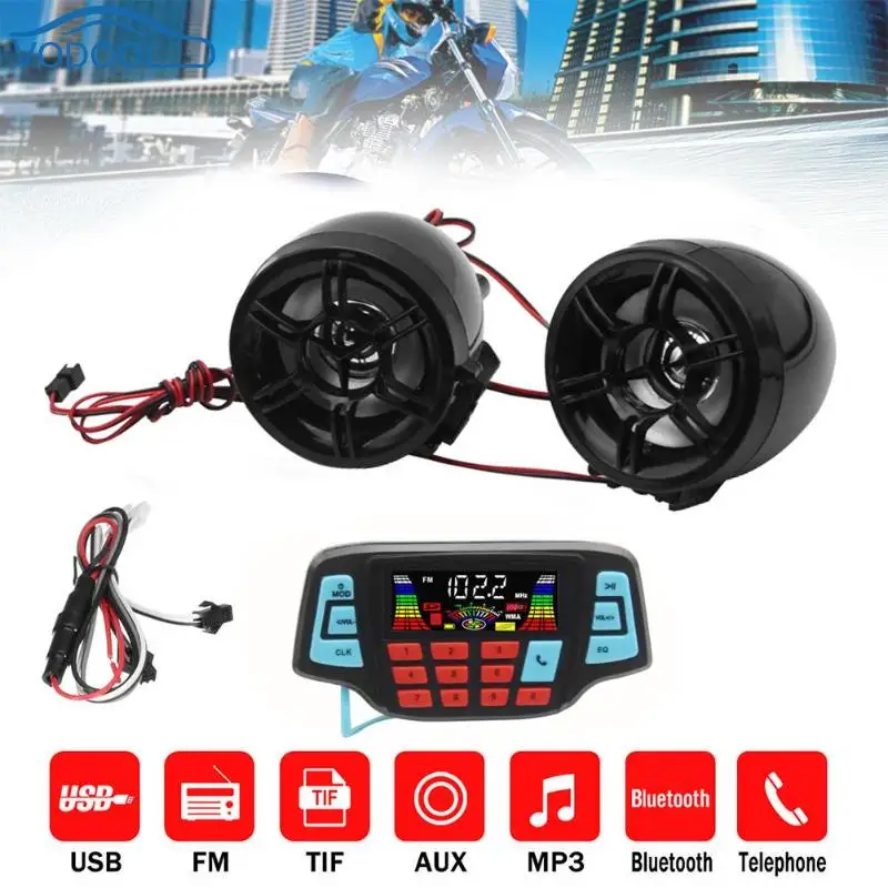 VODOOL мотоциклетные MP3 динамики ручка мотоцикла аудио Системы USB TF Bluetooth FM радио встроенный микрофон автомобильные аксессуары - изображение