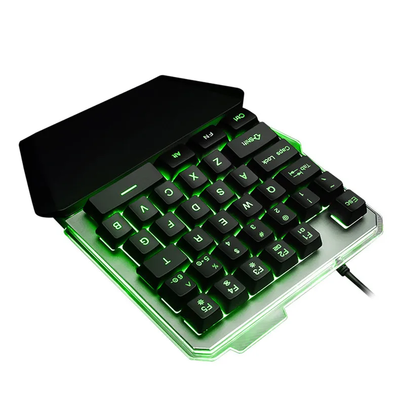CAPRPIE G40 Проводная игровая клавиатура со светодиодный подсветкой 35 клавиш Одноручная игровая мембранная клавиатура 81219 - Цвет: BK