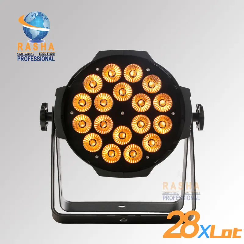 28X  Rasha Freeshipping New Arrival 18pcs*18W 6IN1 RGBAW+UV LED Par Light,LED Par Can For Stage Disco Event, UV LED Par 64 Light