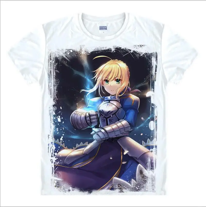 

New Arrival Anime t shirt Fate zero/Fate ubw/Fate stay night saber curse emblem saber King Arthur Knight Men Anime T shirt