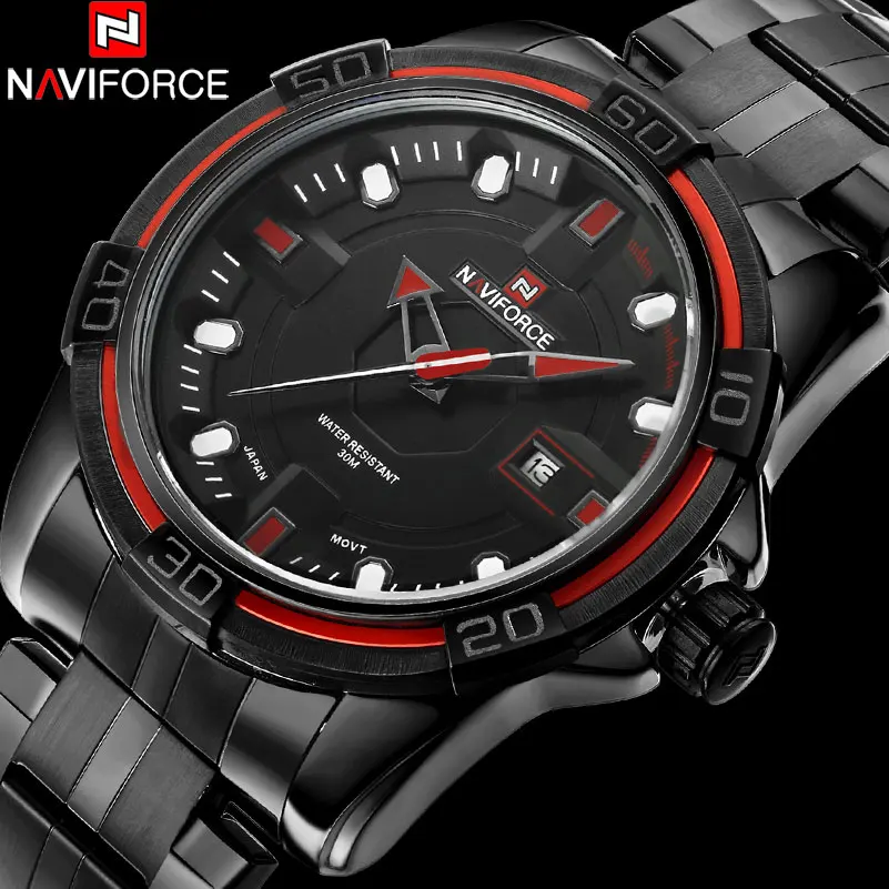 

NAVIFORCE Top Brand Men Sport Watch Men's Military Quartz Watches 30M Waterproof Stainless Steel Band Calendar Clock For Men