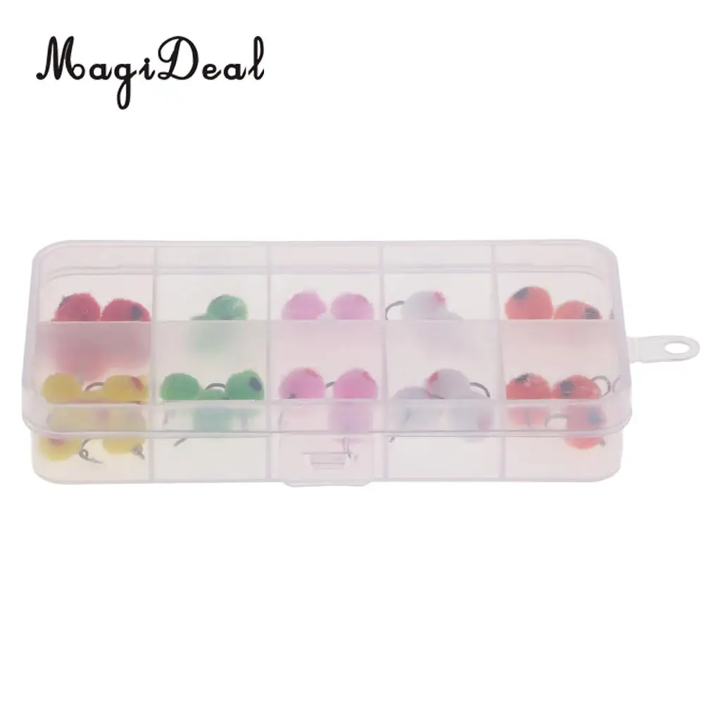 36pcs Glo Bug Egg Fly Salmon Trout Fly Fishing Flies Brass Beadhead, Mixed 6 Colors