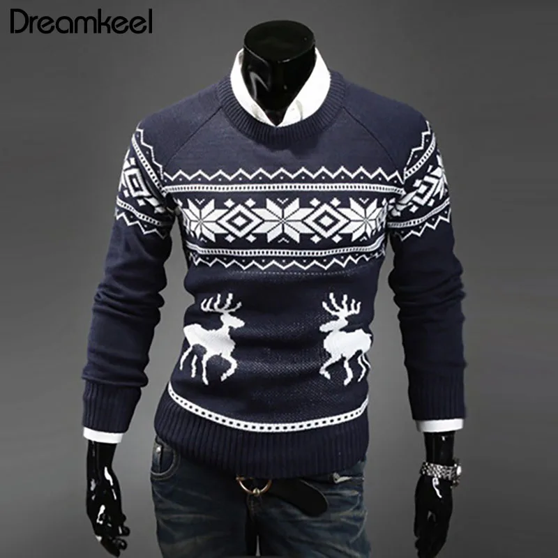 Мужской свитер, модные мужские Рождественские свитера, одежда, английский стиль, мужской свитер, пуловеры с оленями свитер с рисунком «олени», тонкий круглый вырез Y1