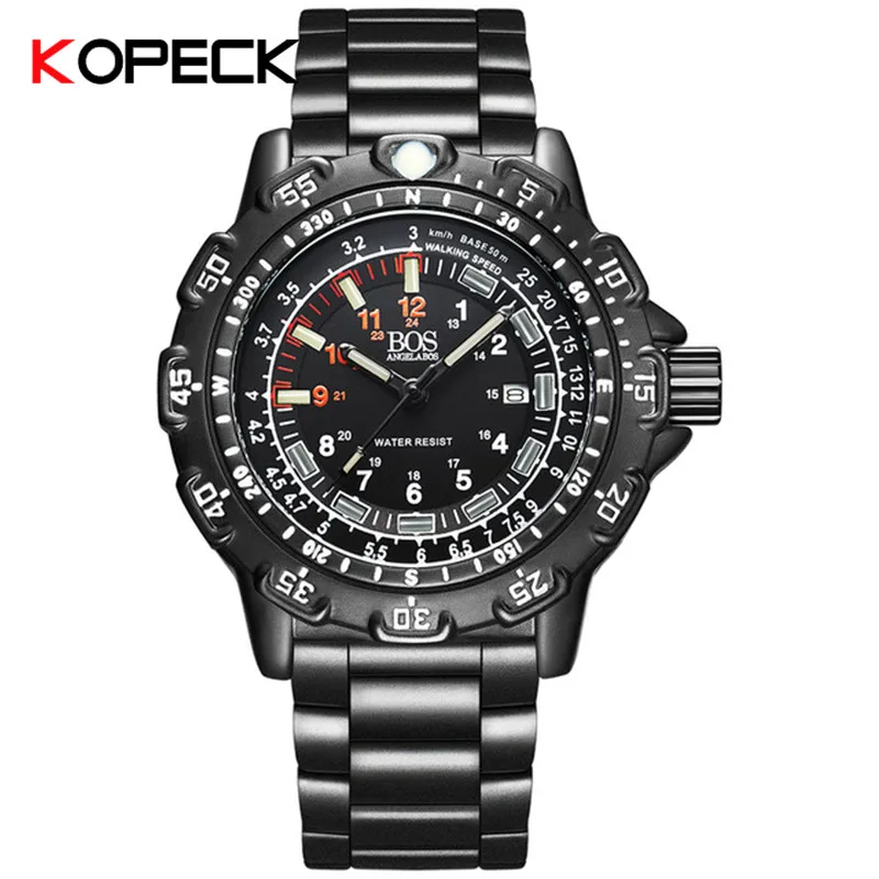 Kopeck Sport Luminous Watches Alloy Shock Resistant Multiple Time Zone Quartz Wristwatches