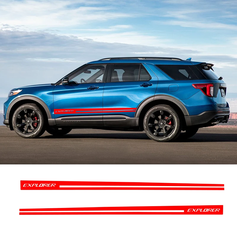  2 PCS Explorer Car Side Stripes Side Skirts Graphics Vinyl Sticker Decals Racing Sport Car Stickers