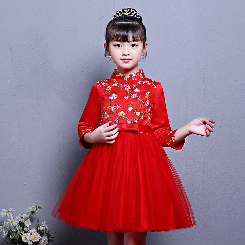 Детское платье принцессы в китайском стиле cheongsam Платье для девочек Винтажные