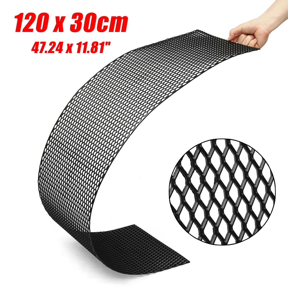 

120 x 30cm Universal Racing Honeycomb Meshed Grill Spoiler Center Front Bumper Vent ABS Plastic