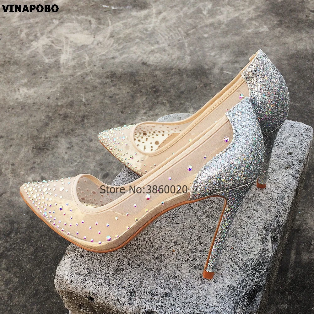 2019 Vinapobo Rhinestone High Heels Women Pointed Toe Heels Crystal ...
