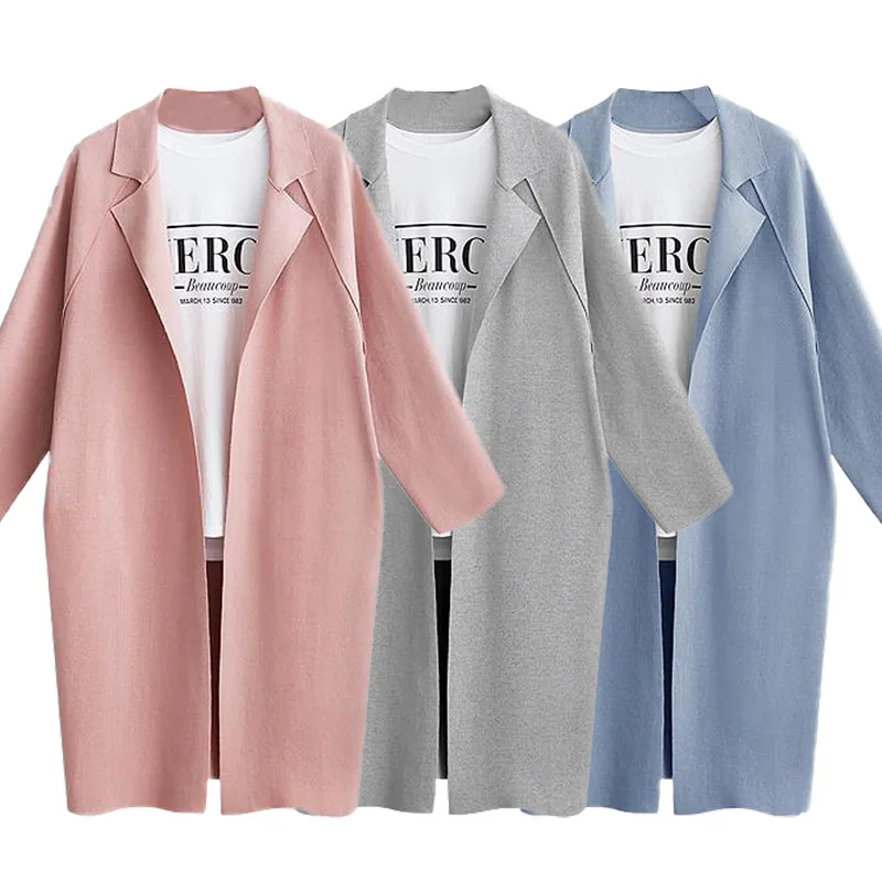 Long solid open front Cardigan pink blazer women Kawaii elegant fashion blaser mujer 2019 Autumn Office lady business suits