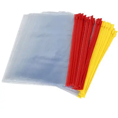 Titular para Papel Pces Vermelho Amarelo Claro Plástico Slider Zip Lock Bolsas Arquivos a5 20