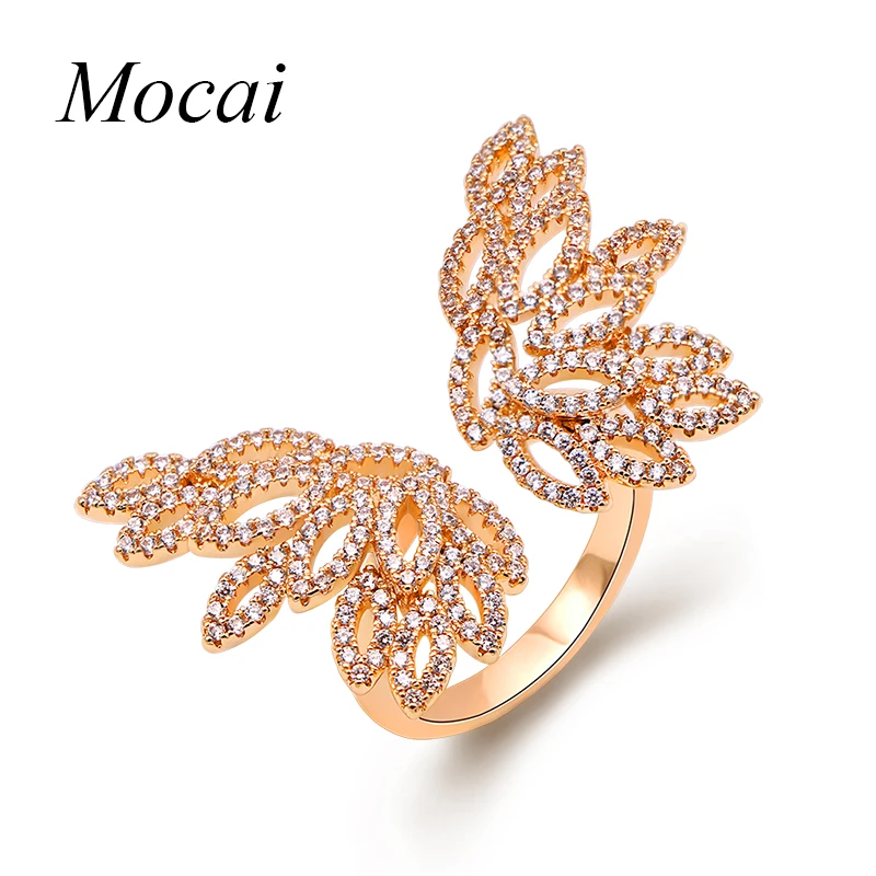 

Hot Brand Design Exaggerated Luxury AAA Cubic Zirconia Hollow Big Butterfly Wings Rings For Women Party Accessories ZK30