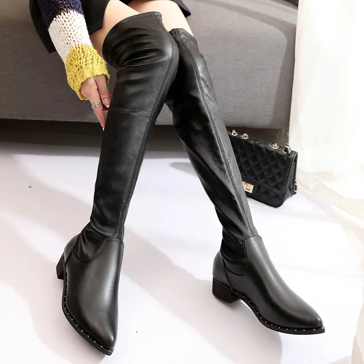 Cena Damskie palce na buty do kolan damskie jesienne buty zimowe na wysokim obcasie seksowne zakolanówki botas mujer