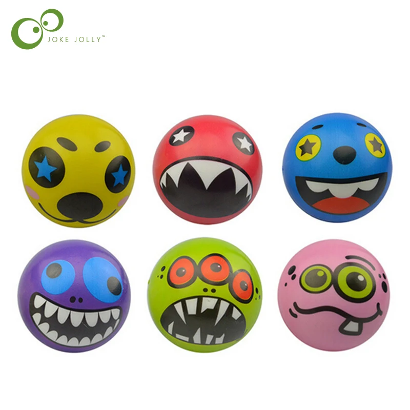 1PC 6.3cm Hand Wrist Exercise PU Rubber Toy Balls Face Print Sponge