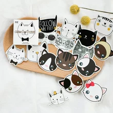 Креативные много милых черно-белых кошек ПВХ наклейки фото украшение для альбома Уплотнительная наклейка ПЭТ DIY смешанный стиль