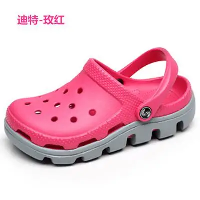 Оригинальные садовые Вьетнамки; быстросохнущая водонепроницаемая обувь; женские и мужские прозрачные спортивные летние пляжные шлепанцы; уличные сандалии; обувь на платформе - Цвет: Розовый