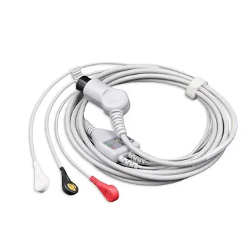 

Free Shipping One Piece ECG Leadwire 3 leads for Mindray, Goldway,Edan,monitor use,Patient Monitor ECG Cable,Snap end TPU,AHA
