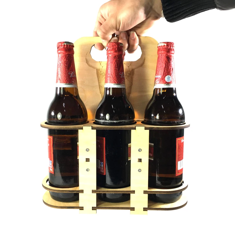 1Set 6 Packers Wooden Buffalo Wine Holder DIY Toten Beverage Carrierin