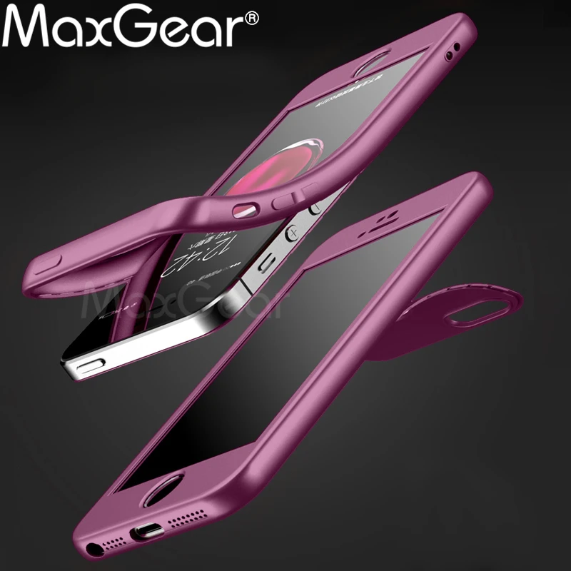 MaxGear 360 градусов полное покрытие Чехлы для iPhone 5 SE 6s 7 Plus X чехол мягкий TPU iphone 2 2020