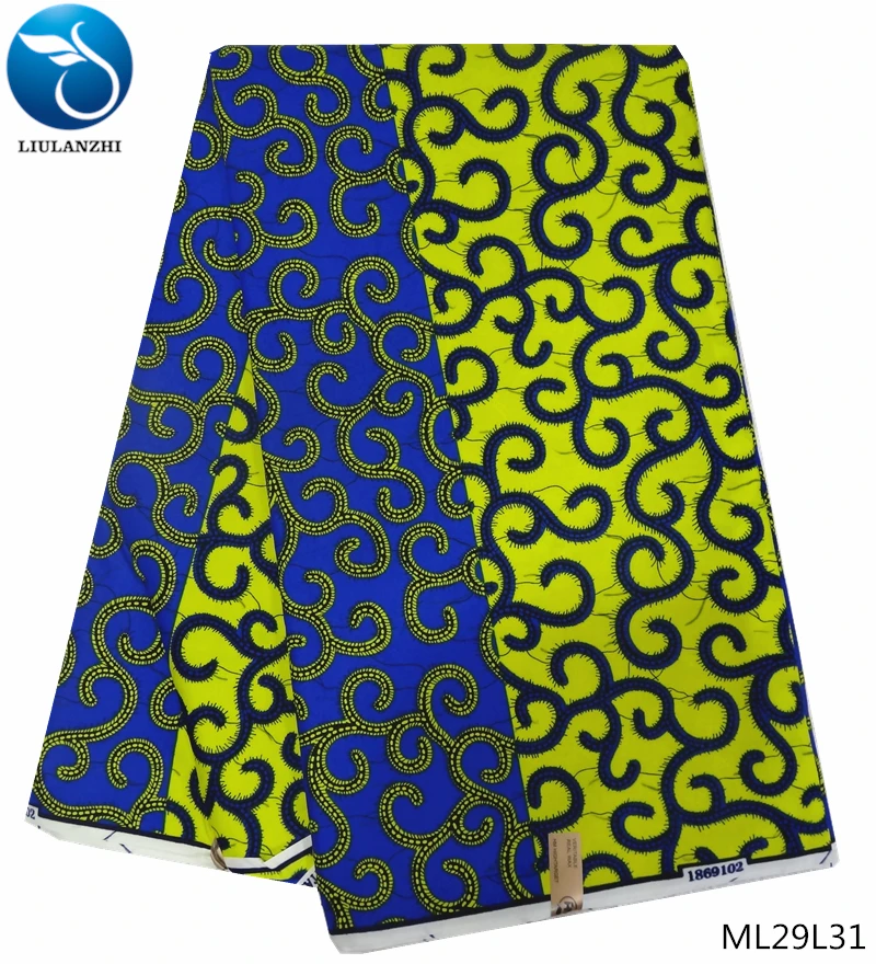 

LIULANZHI ankara fabrics real wax fabric high quality wax polyester fabric for women dress 6yards/lot ML29L19-ML29L36