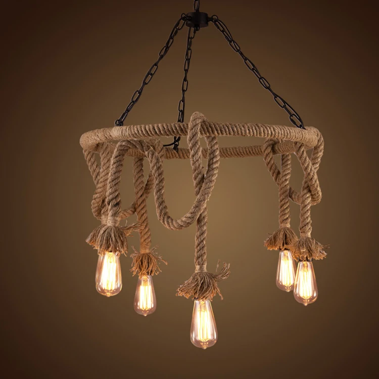 

Retro creative hemp pendant lights. living room hemp rope lamp. LOFT lamp droplight for clothing store cafe lighting engineering