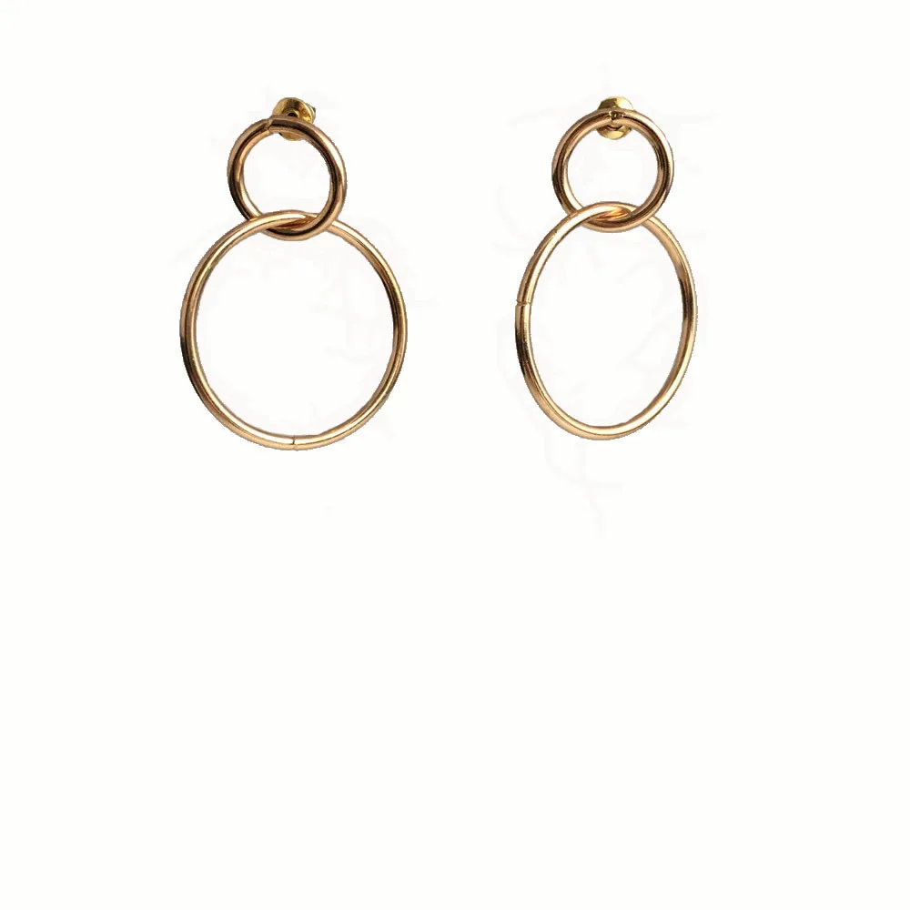 

CASUAL WOMEN EARRING GOLD COLOR PLATING CIRCLE LINKED DROP EARRING