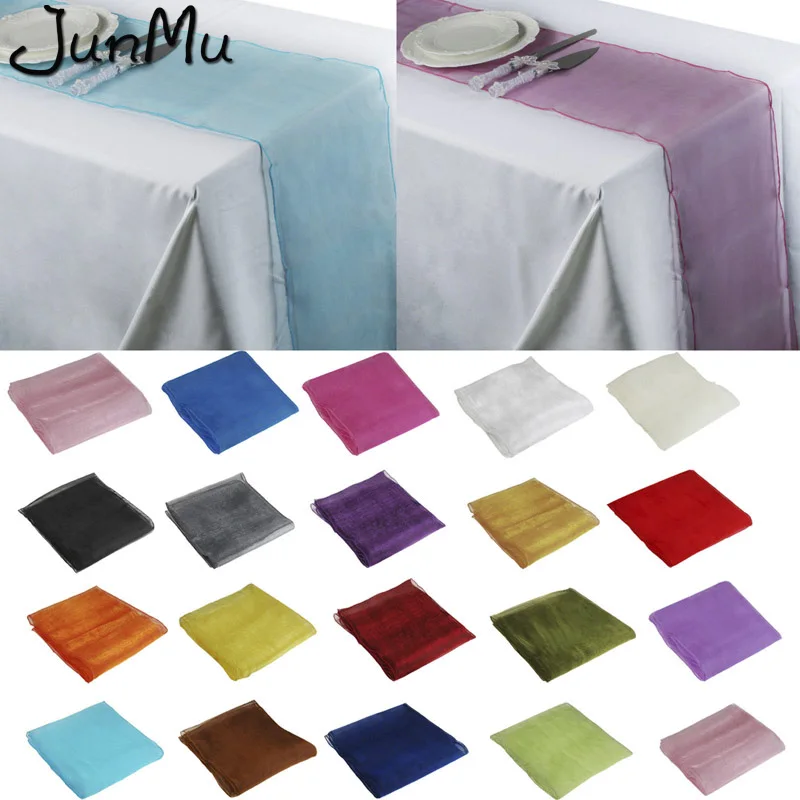 

Multicolor 30cm*275cm Sheer Organza Fabric Organza Table Runner Chair Sash Bows For Wedding Party Birthday Xmas Decor