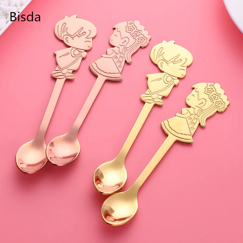 2pcs Creative Tea Spoons Stainless Steel Small Coffee Spoon Cute