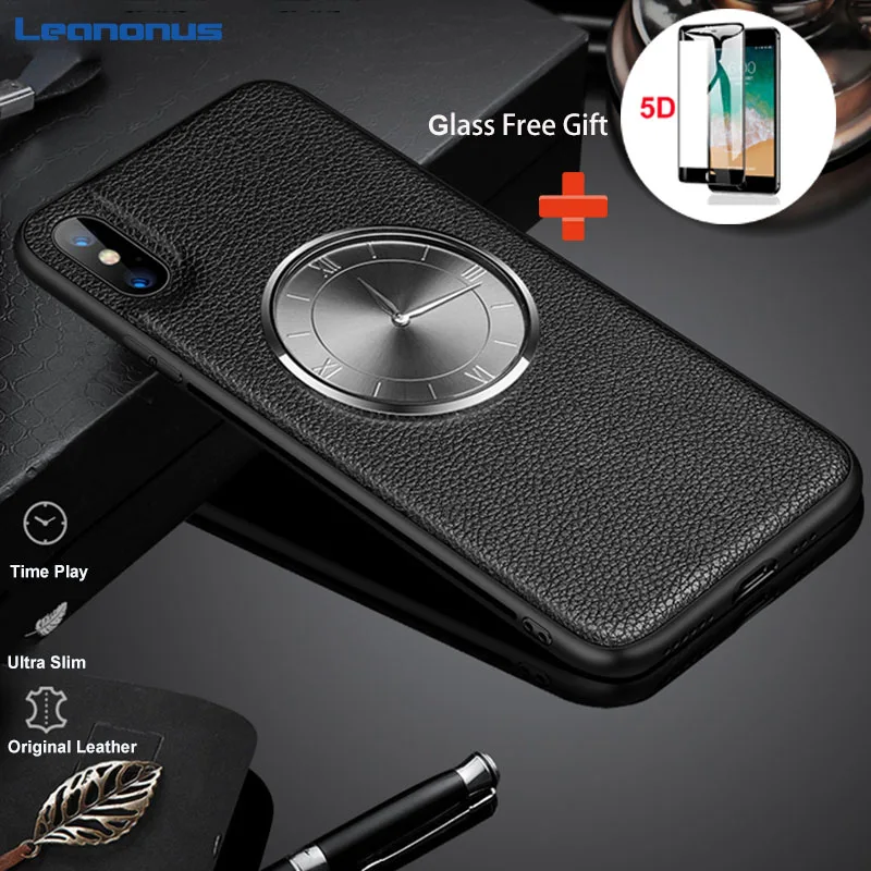 

Retro Litchi Grain Leather Case For Samsung S10 Plus Case Watching Time Metal Clock Cover for Samsung Galaxy S10 S10E Coque Capa