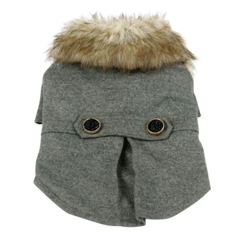 

2018 Dog Coat Winter Coat Jackets Fashion Dog Cat Woolen Coat Clothes Fur Collar Warm Costume Puppy Pet Jacket